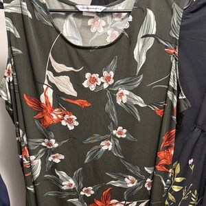 Allison Daley Floral Tank Top - Olive and Red